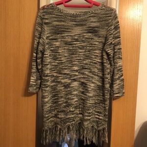 New Directions size Med fringed open knit sweater